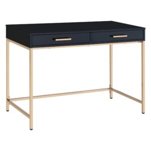 Alios Desk with Black Gloss Finish and Gold Frame