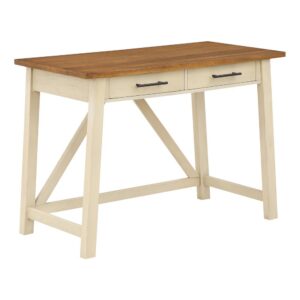 Milford Rustic Writing Desk w/ Drawers in Antique White Finish From Office Star