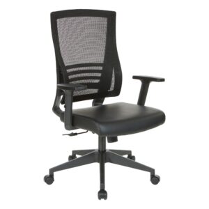 Vertical Mesh Back Chair in Black Frame with Black Faux Leather