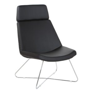Geena Guest Chair in Dillon Black with Chrome Sled Base