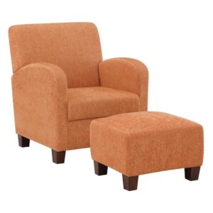 Aiden Chair & Ottoman Herringbone Orange with Medium Espresso Legs
