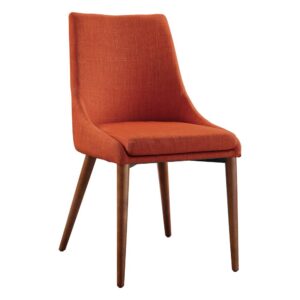 Palmer Mid-Century Modern Fabric Dining Accent Chair in Tangerine Fabric 2 Pack