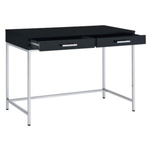 Alios Desk with Black Gloss Finish and Chrome Frame From Office Star