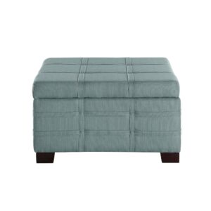 Detour Strap Square Storage Ottoman in Sea Blue Fabric From OSP Home Furnishings