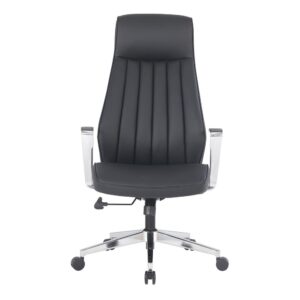 High Back Antimicrobial Fabric Chair with Fixed Padded Aluminum Arms & Chrome Base in Dillon Black From Office Star