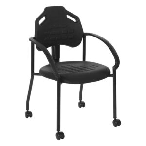 Black Self Skinned Urethane Guest Arm Chair In Black Finish Frame With Casters From Office Star