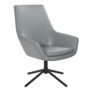 Modern Scoop Design Chair in Charcoal Grey Faux Leather with Black Base