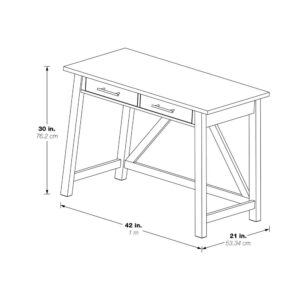 Milford Rustic Writing Desk w/ Drawers in Antique White Finish From Office Star