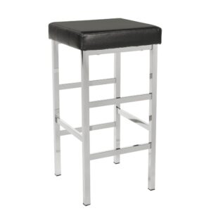 30in. Chrome Backless Stool in Black Vinyl