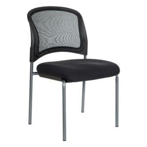 Titanium Finish Black Visitors Chair with ProGrid® Back and Straight Legs. Black Fabric Padded Seat with ProGrid® Back. Sturdy Titanium Finish Straight Legs.