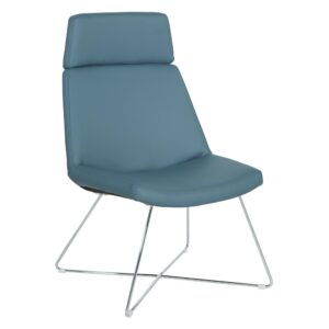Geena Guest Chair in Dillon Blue with Chrome Sled Base