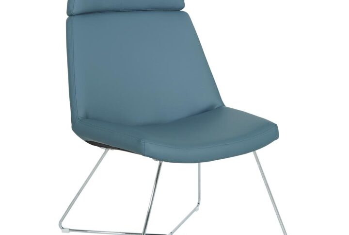 Geena Guest Chair in Dillon Blue with Chrome Sled Base