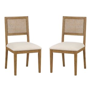 Alaina Cane Back Dining Chair 2 Pack in Linen Fabric with Coastal Wash From Office Star