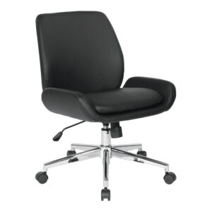 Black Faux Leather Chair with Chrome Finish Base
