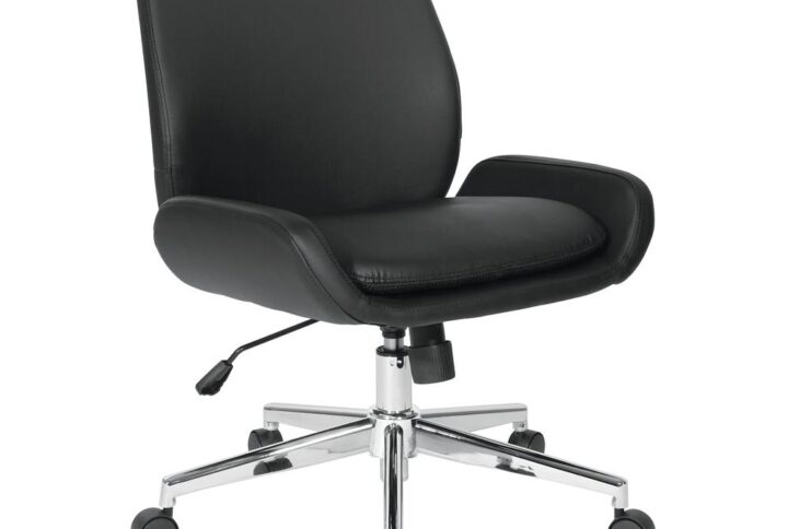 Black Faux Leather Chair with Chrome Finish Base