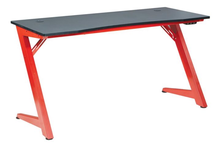 Beta Battlestation Gaming Desk with Black Carbon Top and Matt Red Legs