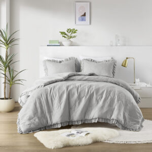 Snuggle up to our soft pre-washed bedding set with top-quilted diamond patterning and ruffled edges. Designed with a weightier touch for that extra silky feel