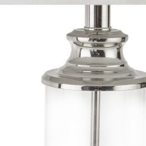 each featuring a clear glass cylinder base accented with sleek metal details for a refined