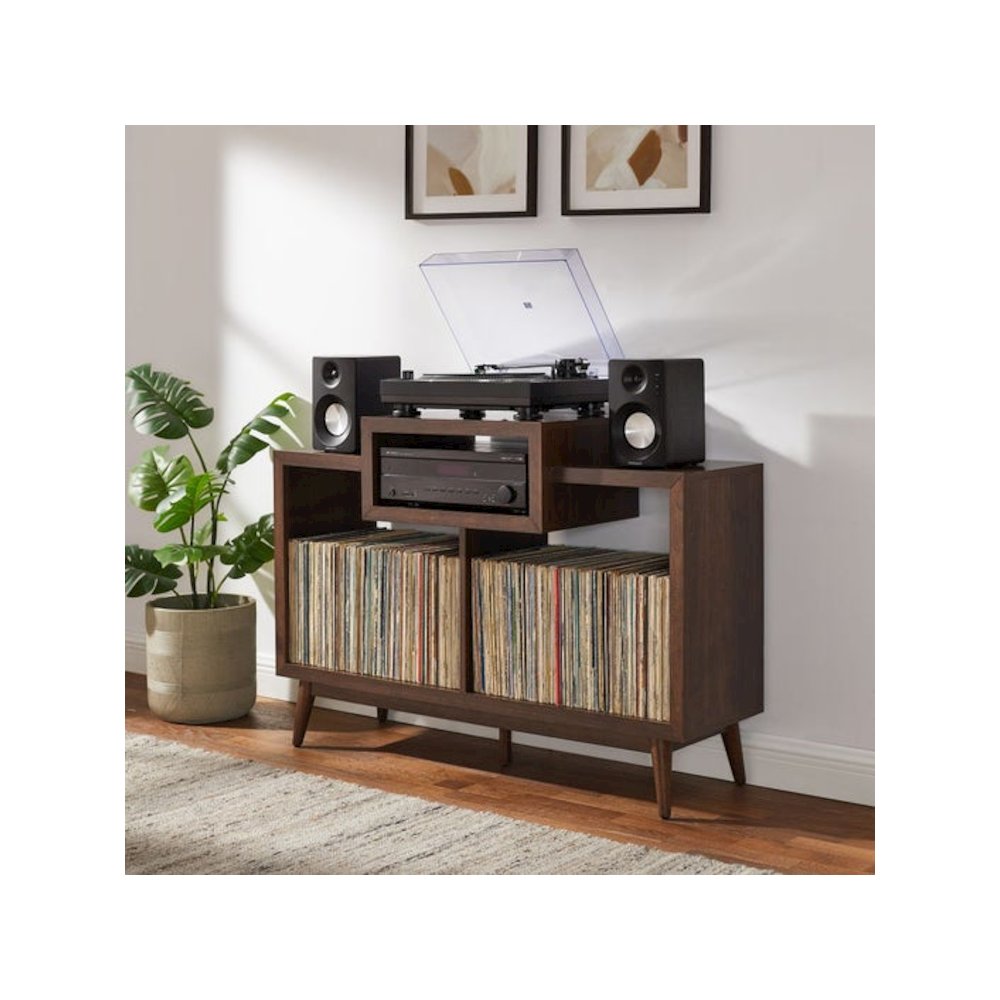 Nashville Medium Record Player Stand With Vinyl Storage Brown