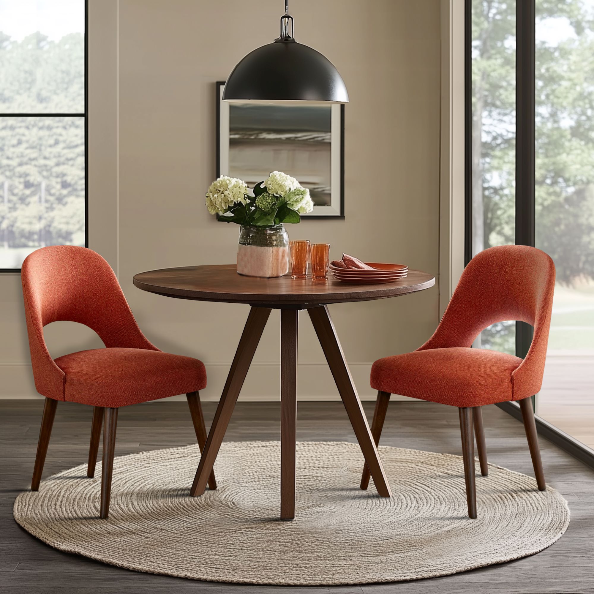 Nola Upholstered Dining Side Chairs with Cutout Back design (Set of 2)