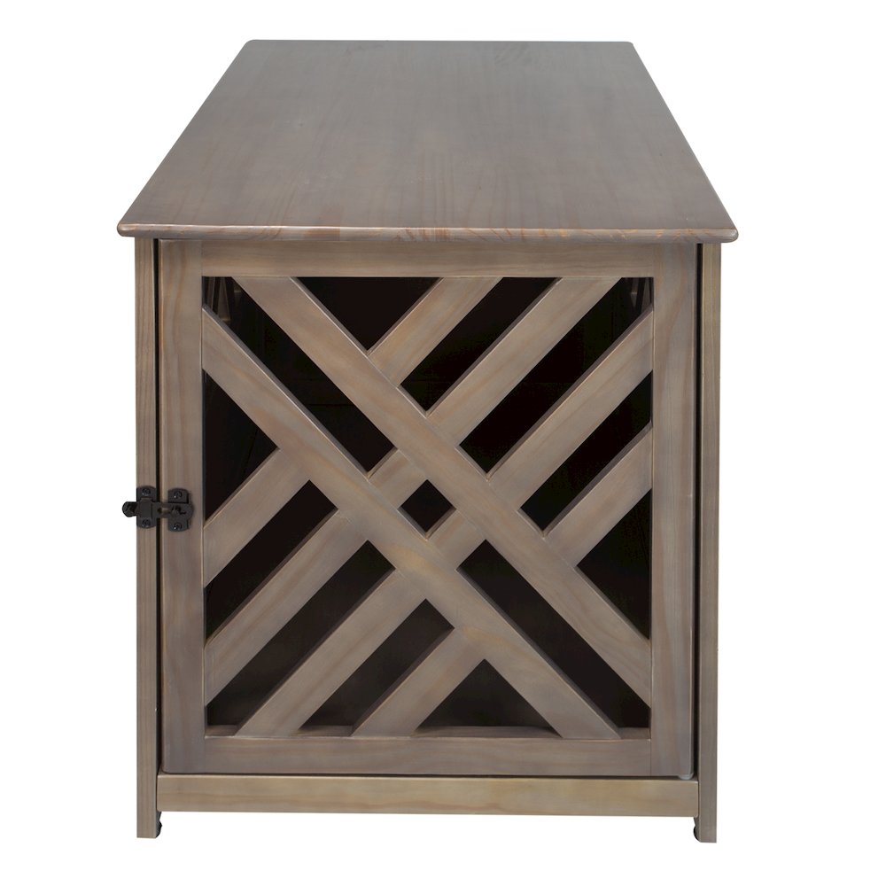 Modern Lattice Wooden Pet Crate End Table