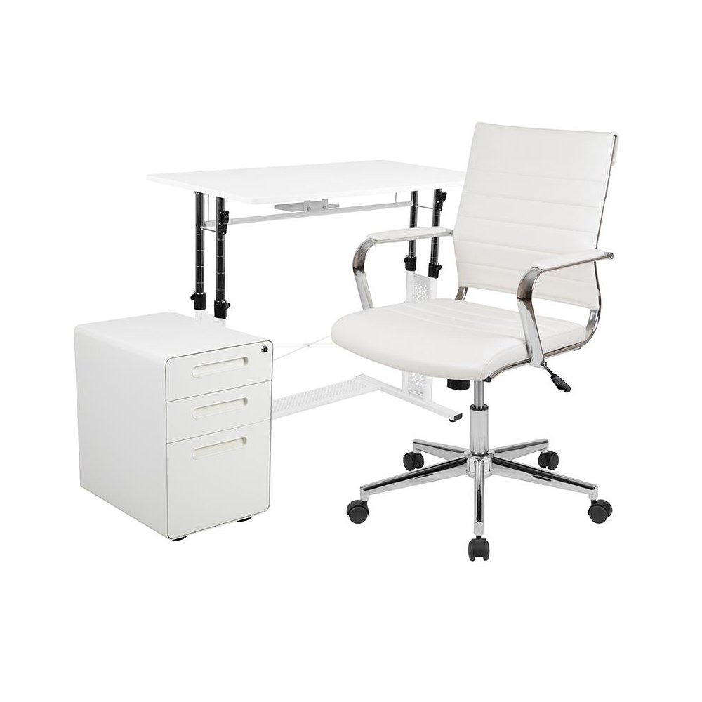 White Adjustable Computer Desk