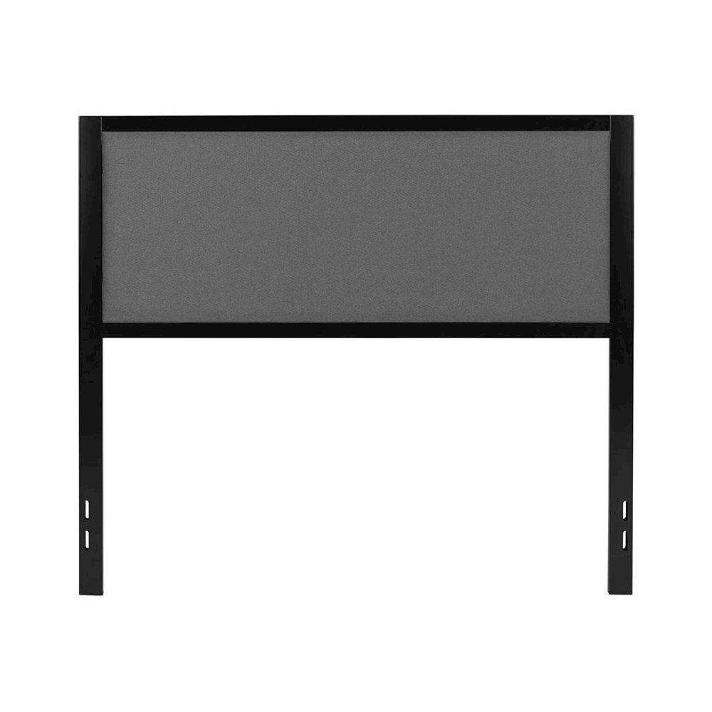 Metal Upholstered Full Size Headboard in Dark Gray Fabric