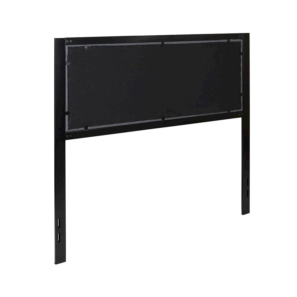 Metal Upholstered Full Size Headboard in Dark Gray Fabric