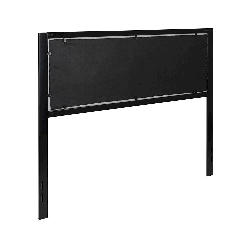 Metal Upholstered Queen Size Headboard in Light Gray Fabric