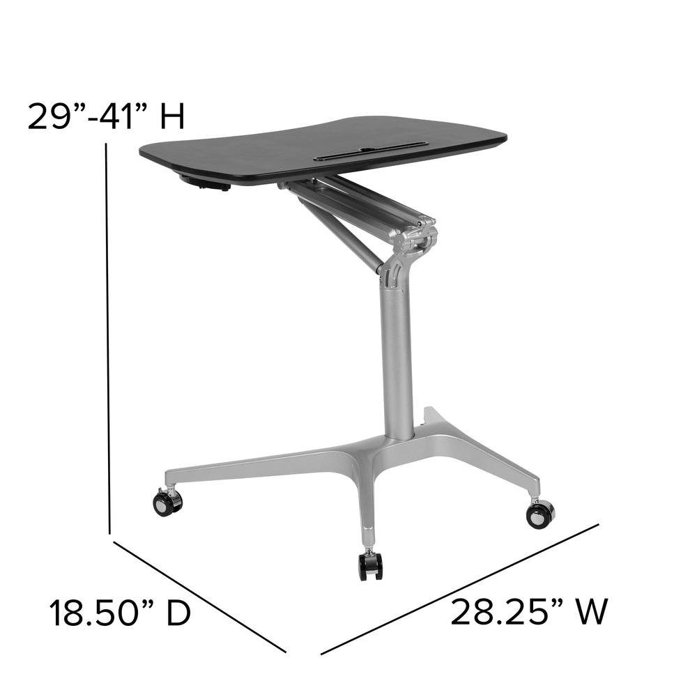 Stand-Up Black Computer Desk with 28.25″W Top (Range 29″ – 41″)