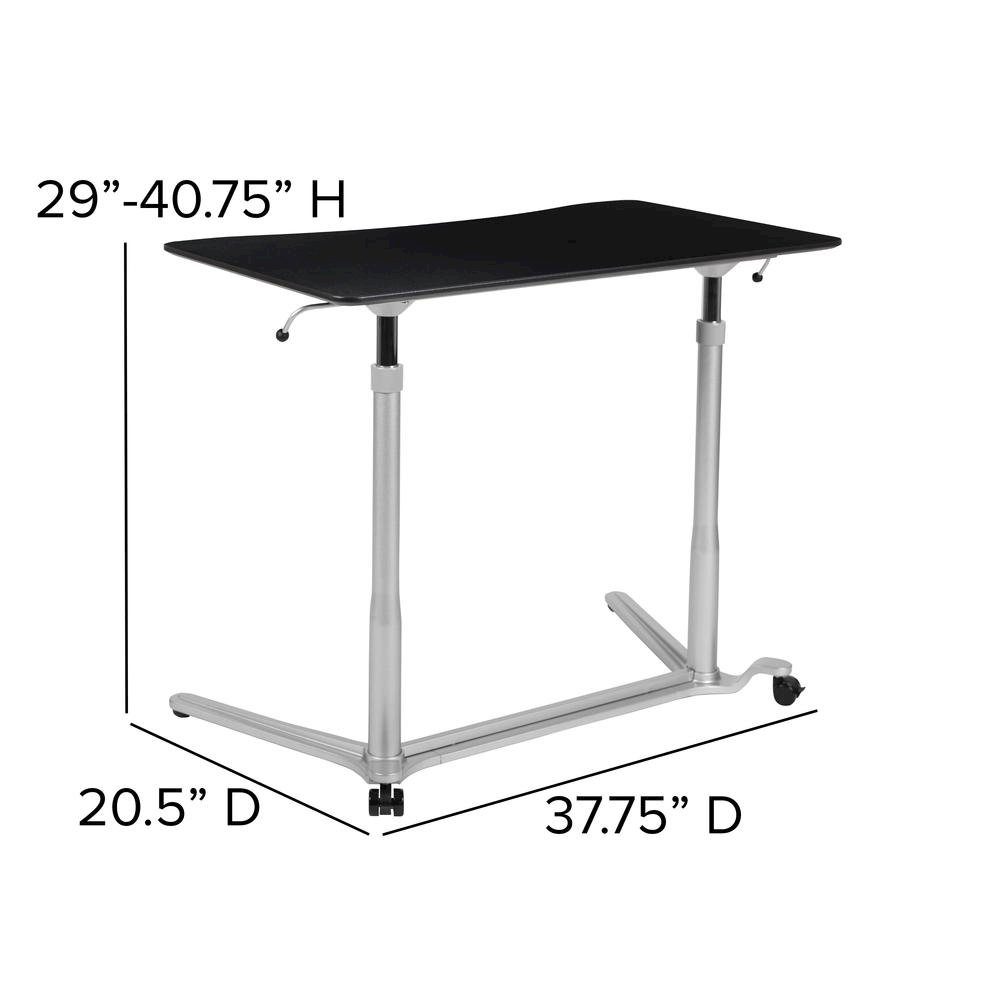 Stand-Up Black Computer Desk with 37.375″W Top (Range 29″ – 40.75″)
