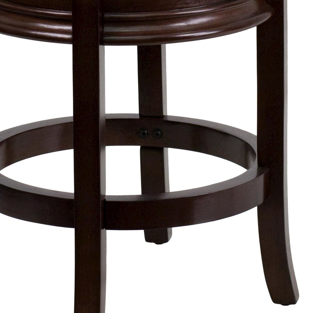 24” High Cappuccino Wood Counter Height Stool with Carved Apron