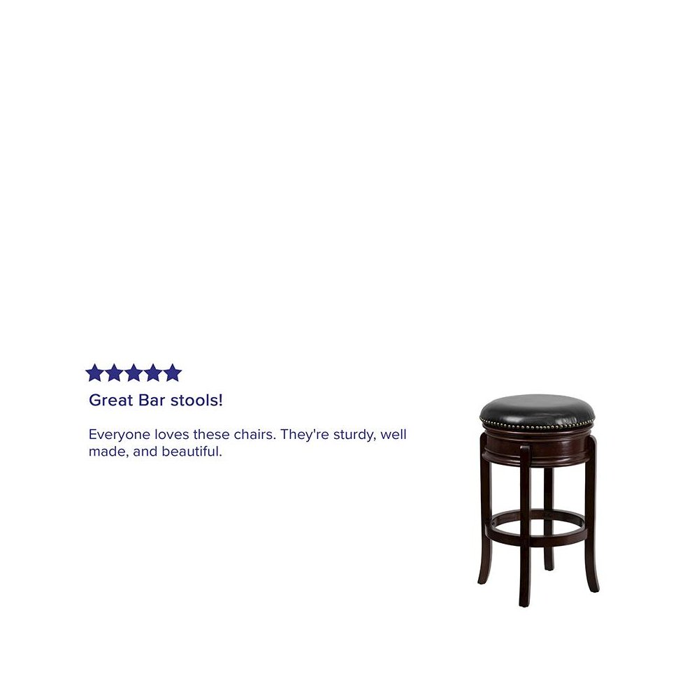 29” High Cappuccino Wood Barstool with Carved Apron and Black Swivel Seat