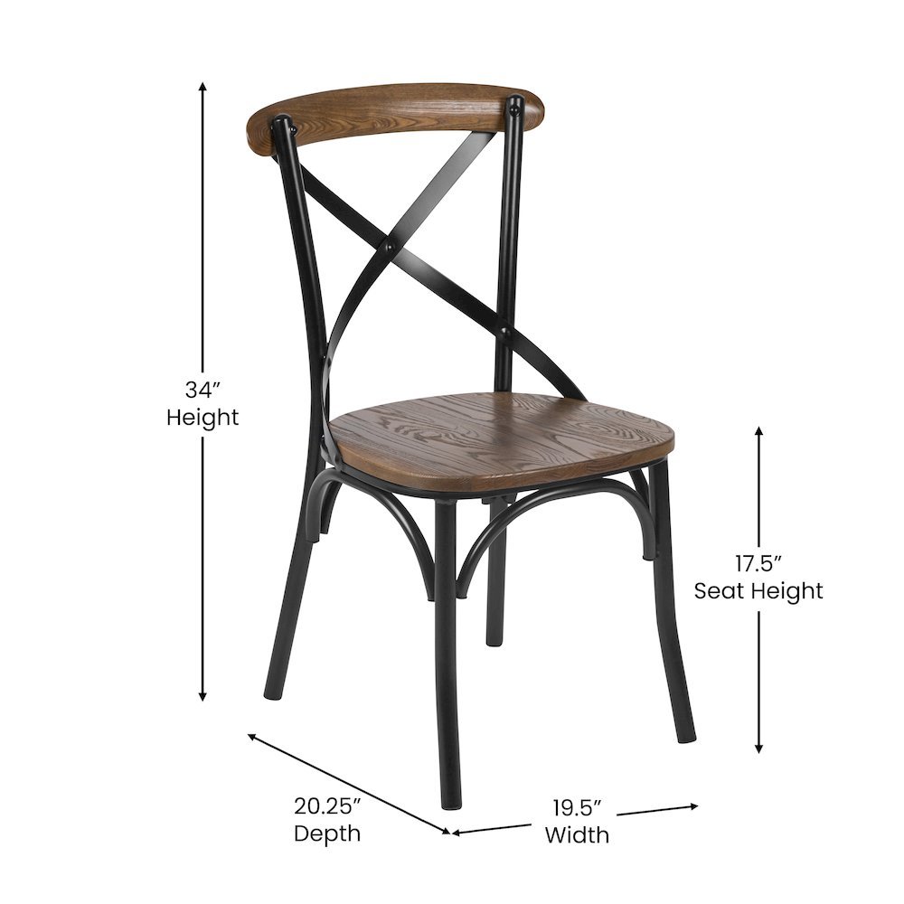 X-Back Chair with Metal Bracing and Fruitwood Seat
