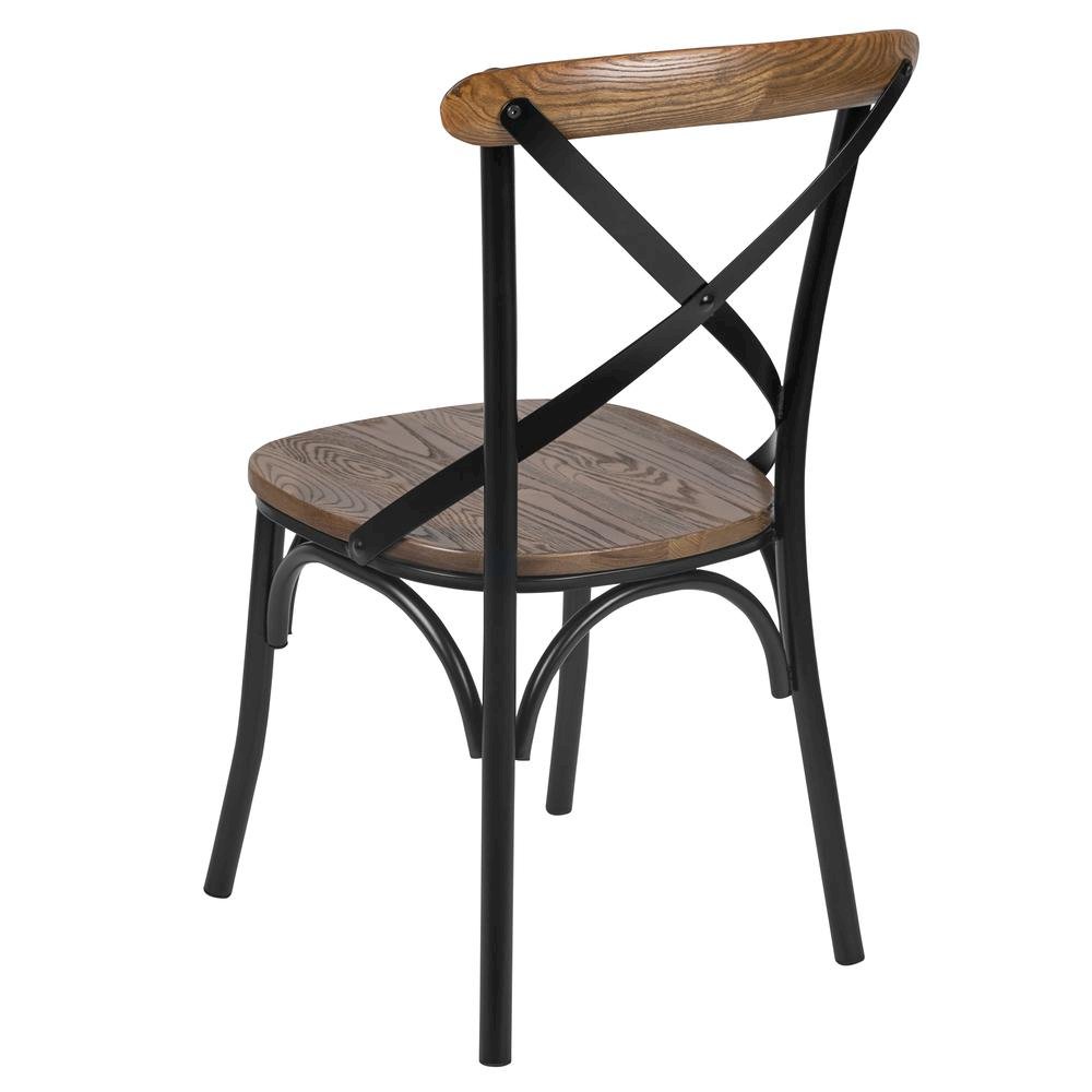 X-Back Chair with Metal Bracing and Fruitwood Seat