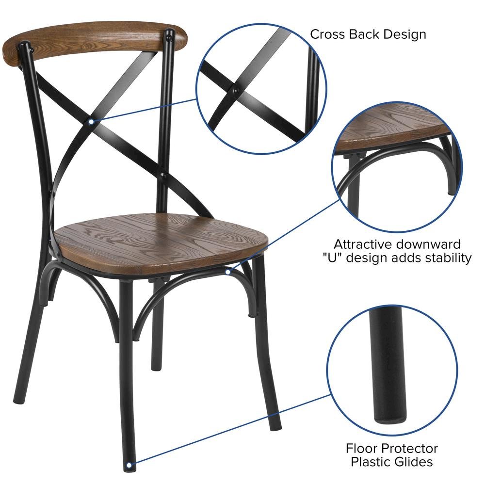 X-Back Chair with Metal Bracing and Fruitwood Seat