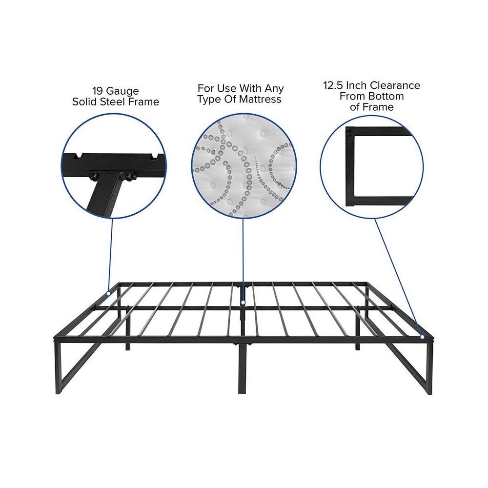 14 in Metal Platform Bed Frame in a Box (No Box Spring Required) – Full