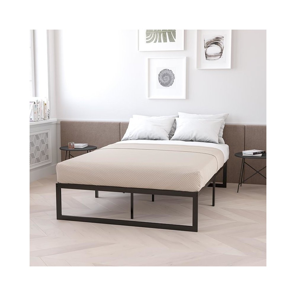 14 in Metal Platform Bed Frame with 12 in Memory Foam Mattress – Twin