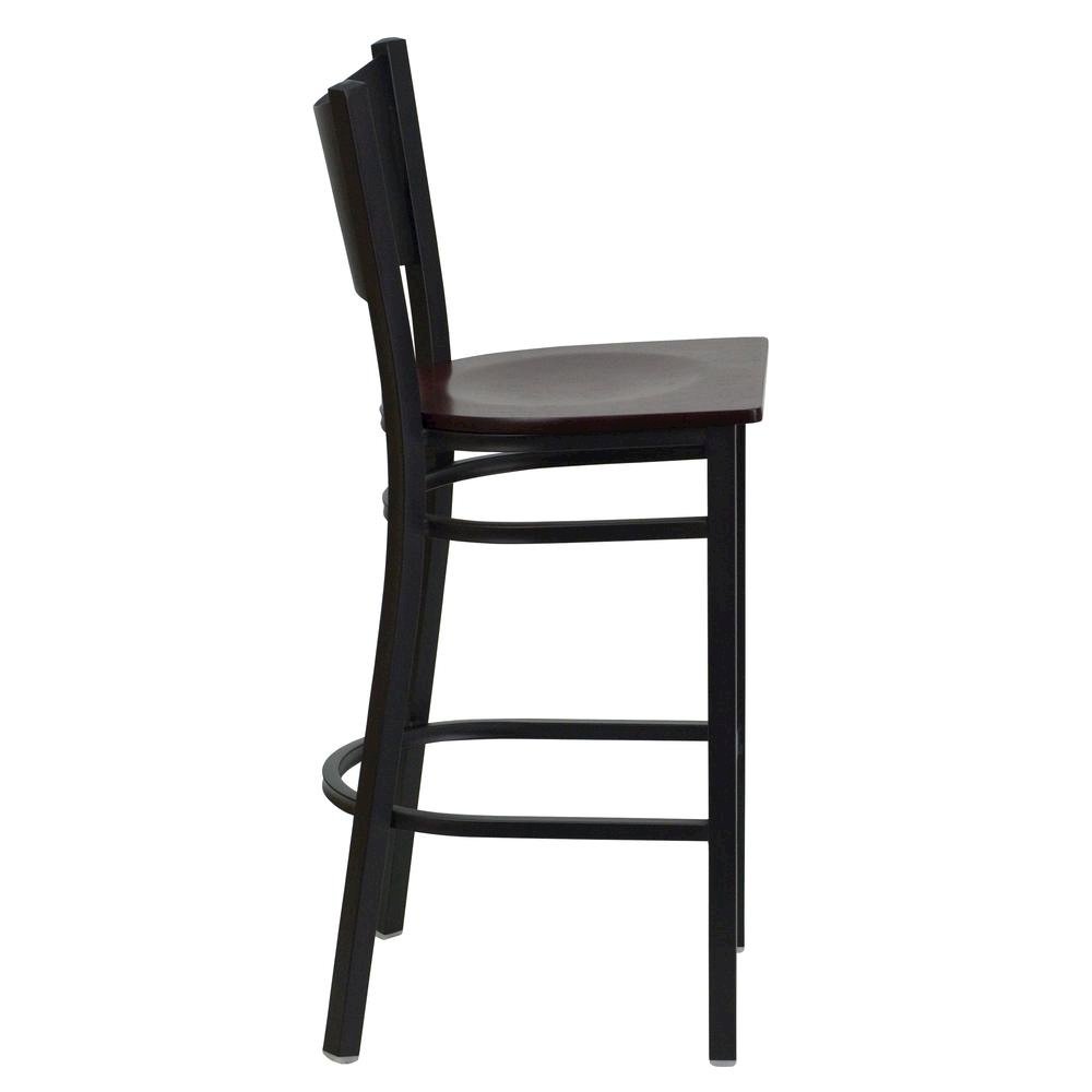 Black Coffee Back Metal Restaurant Barstool – Mahogany Wood Seat