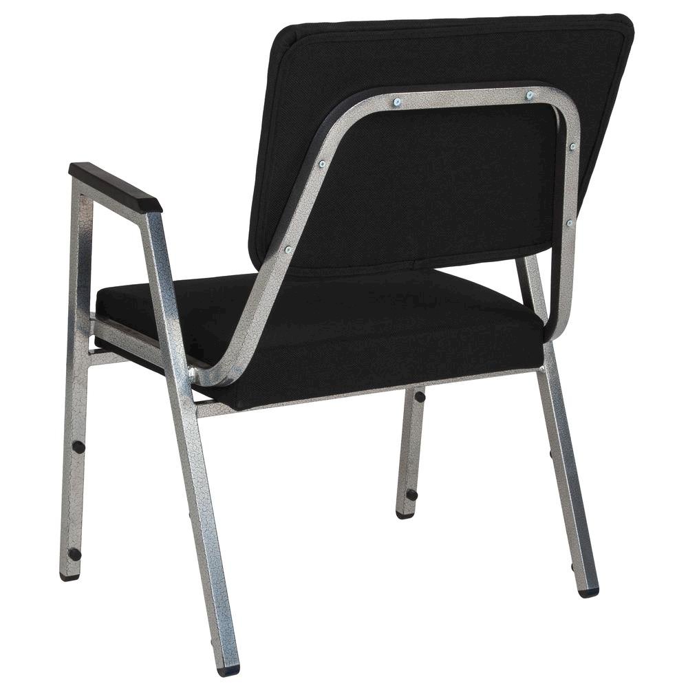 1000 lb. Rated Black Medical Reception Arm Chair with 3/4 Panel Back