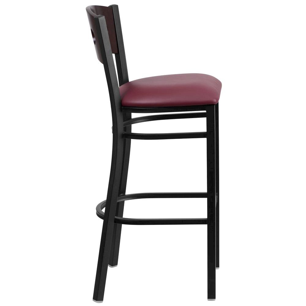 Black 3 Circle Back Metal Restaurant Barstool – Walnut Wood Back