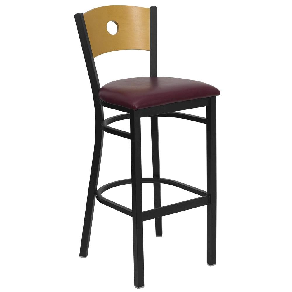 ack Metal Restaurant Barstool – Natural Wood Back