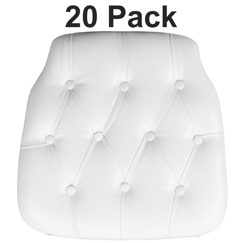 20 Pk. Hard White Tufted Vinyl Chiavari Chair Cushion