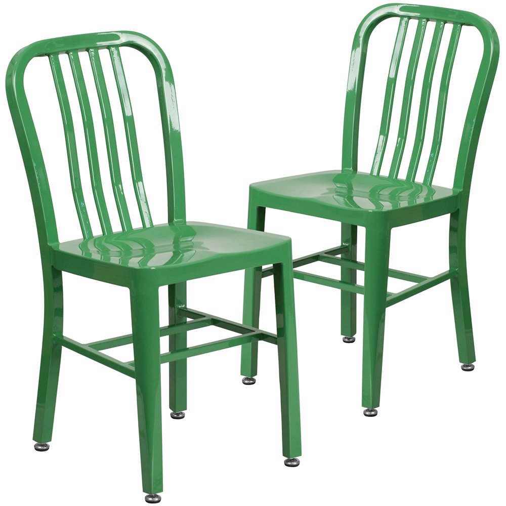 2 Pk. Green Metal Indoor-Outdoor Chair
