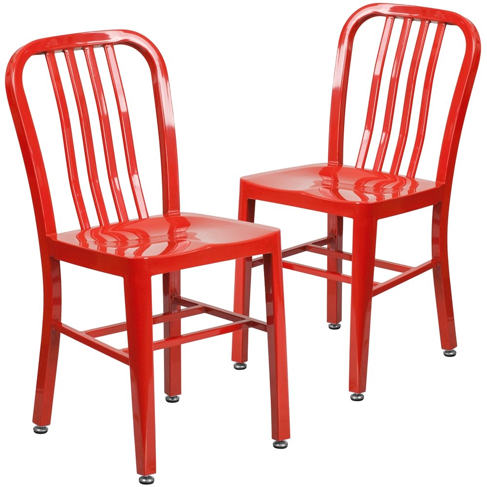 2 Pk. Red Metal Indoor-Outdoor Chair
