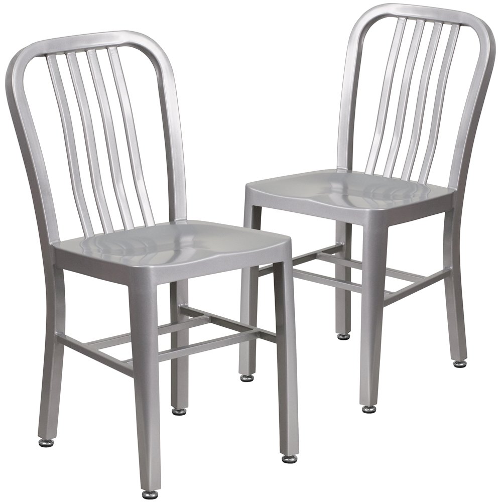 2 Pk. Silver Metal Indoor-Outdoor Chair