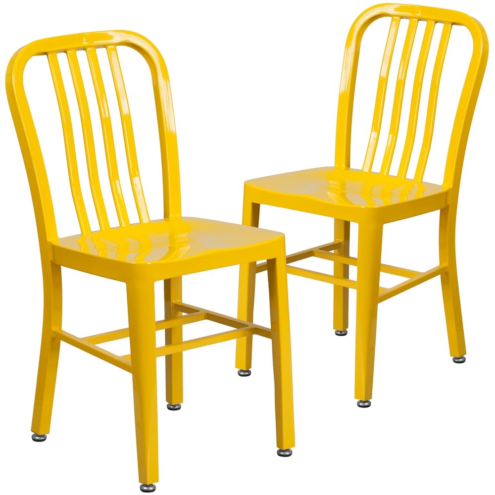 2 Pk. Yellow Metal Indoor-Outdoor Chair