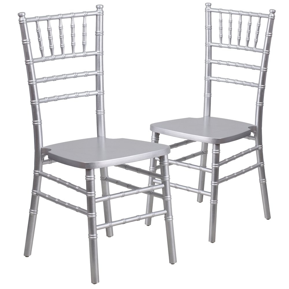 2 Pk. HERCULES Series Silver Wood Chiavari Chair