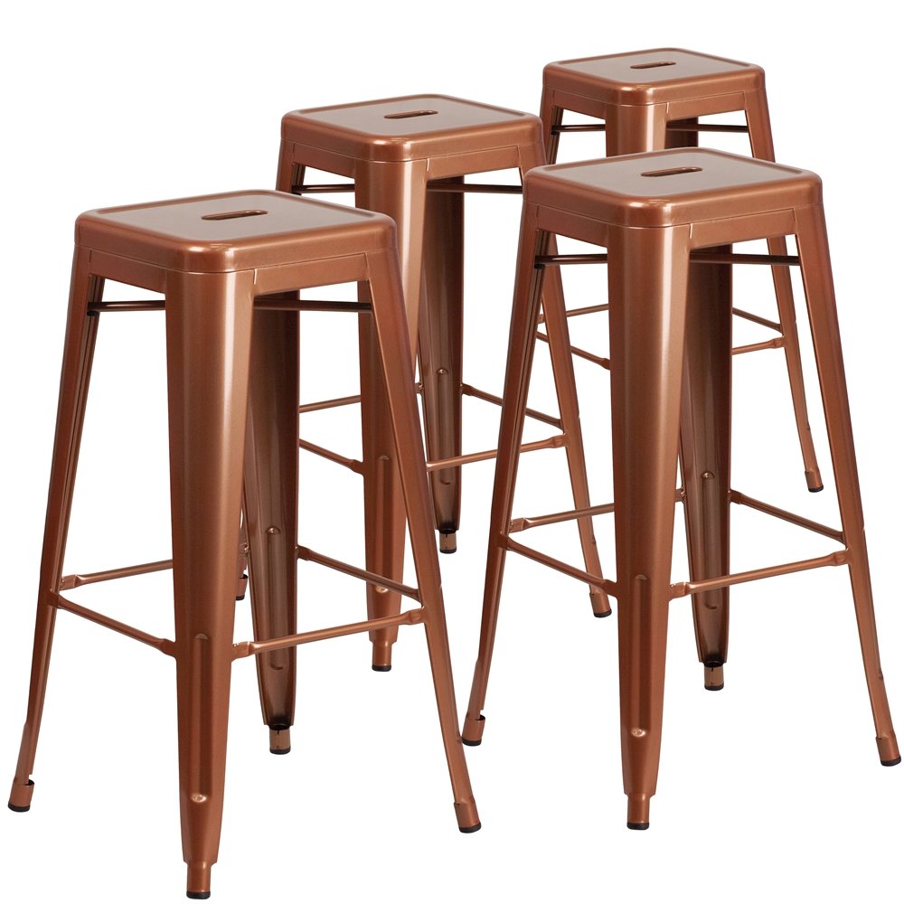 4 Pk. 30” High Backless Copper Indoor-Outdoor Barstool