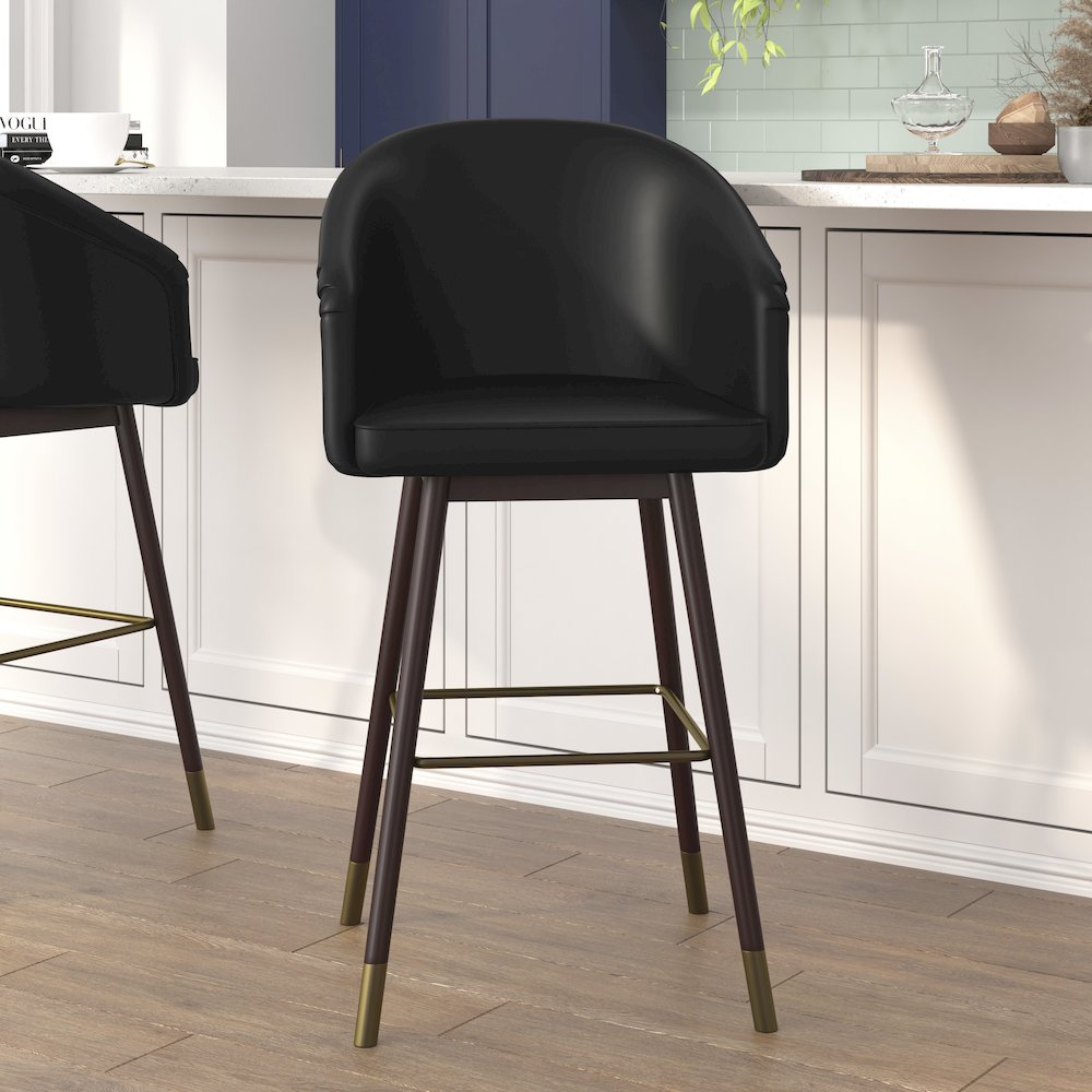 Black LeatherSoft/Bronze Accents-Set of 2